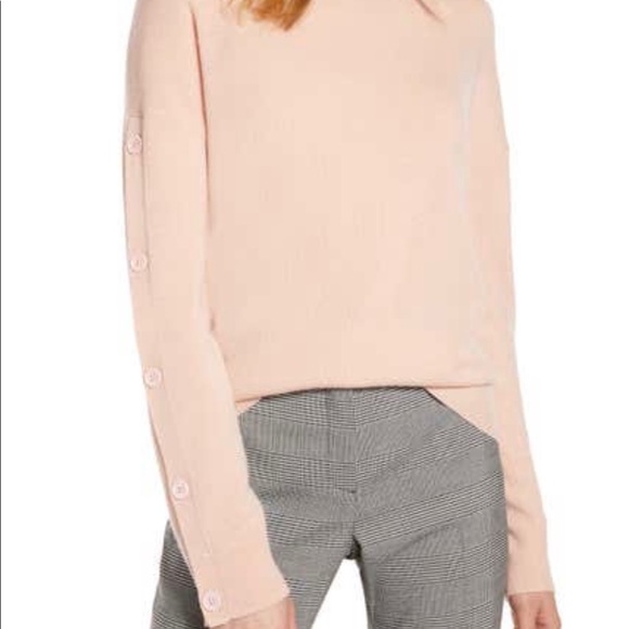 Halogen Wool & Cashmere Button Sleeve Sweater - Picture 2 of 7
